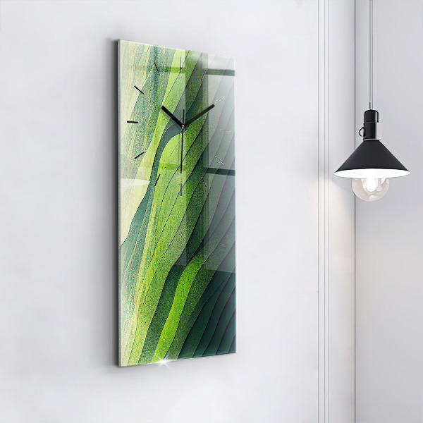 Modern vertical wall clock Green fields abstract