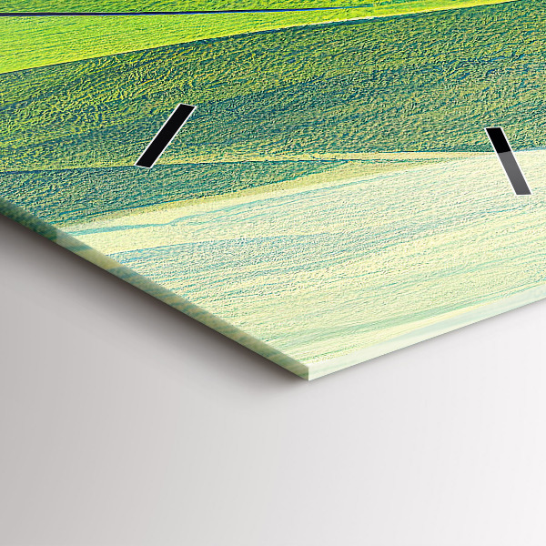Modern vertical wall clock Green fields abstract