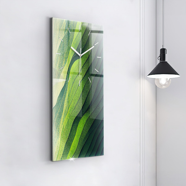 Modern vertical wall clock Green fields abstract