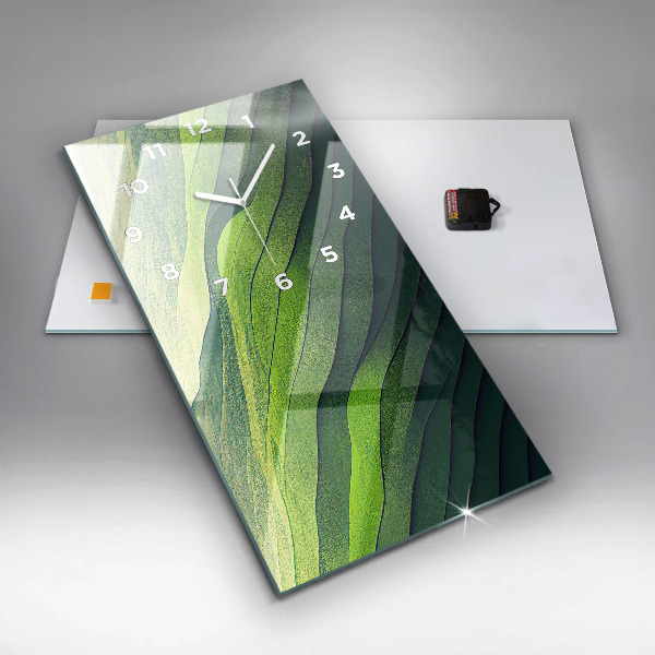 Modern vertical wall clock Green fields abstract