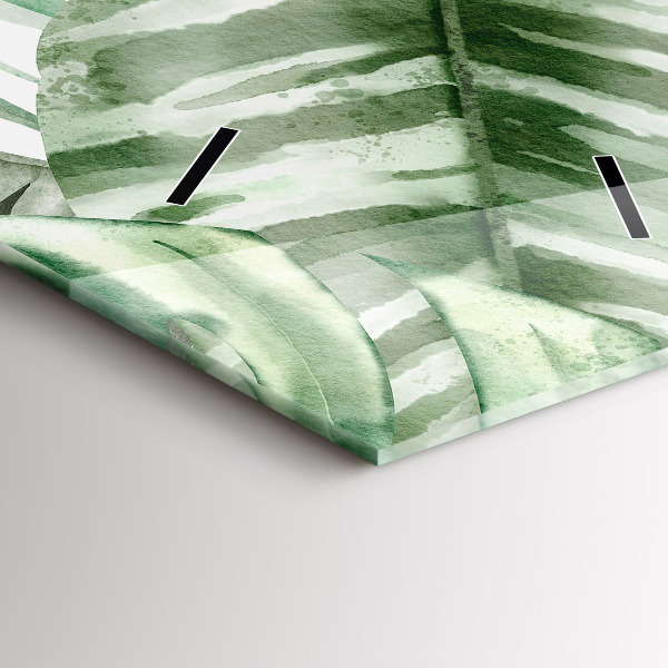 Modern vertical wall clock Painted plant leaves