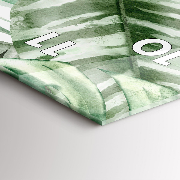 Modern vertical wall clock Painted plant leaves