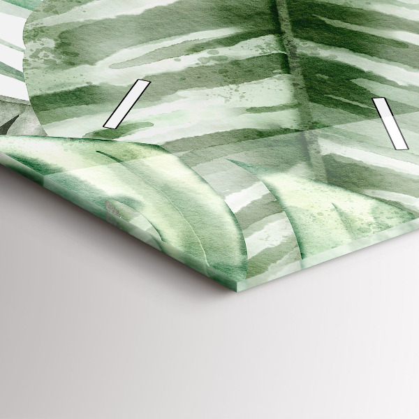 Modern vertical wall clock Painted plant leaves