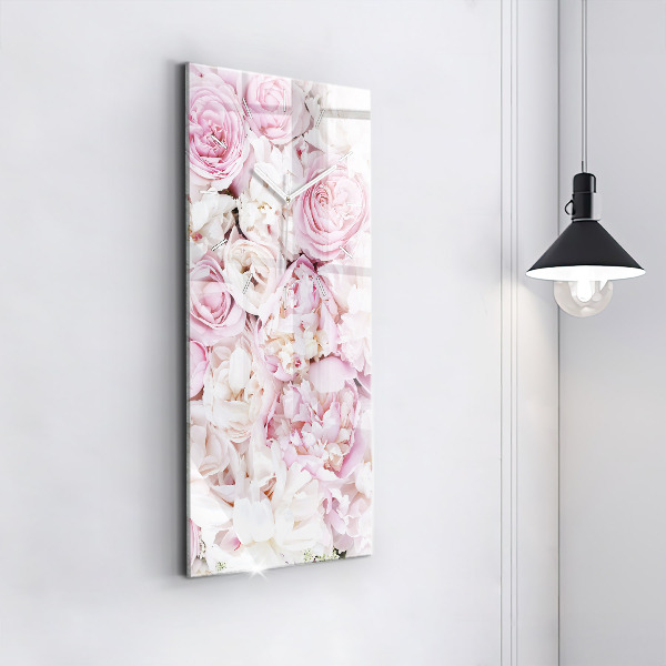 Modern vertical wall clock Decorative flowers