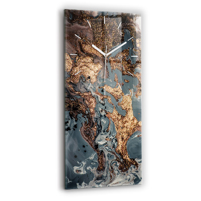 Modern vertical wall clock Marble gold abstract