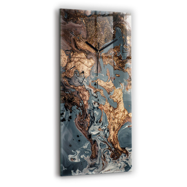 Modern vertical wall clock Marble gold abstract