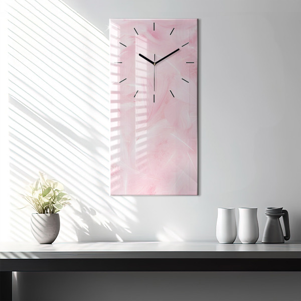 Modern vertical wall clock Feathers – abstract
