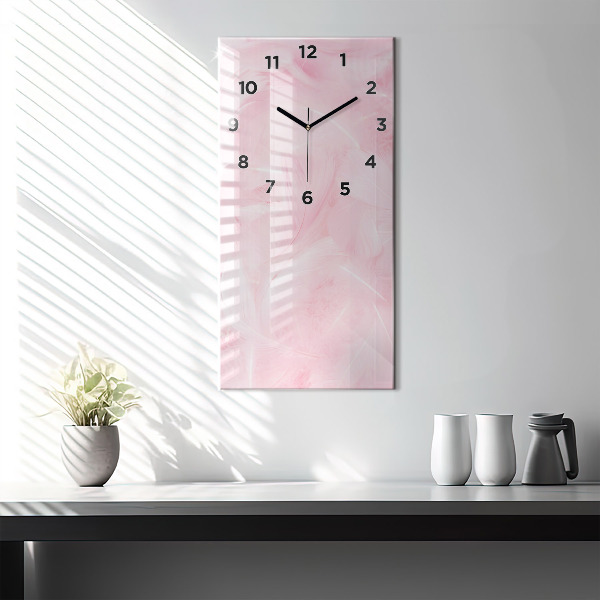 Modern vertical wall clock Feathers – abstract
