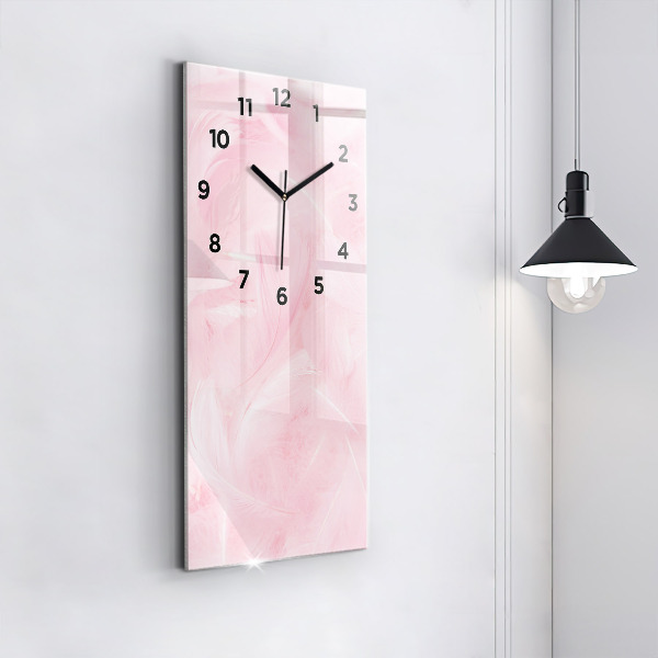 Modern vertical wall clock Feathers – abstract