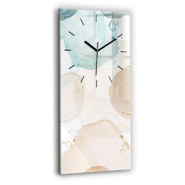 Modern vertical wall clock Watercolor stains