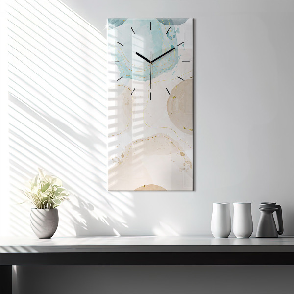 Modern vertical wall clock Watercolor stains