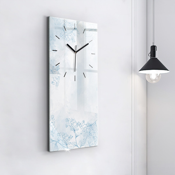Modern vertical wall clock Sketch of plants