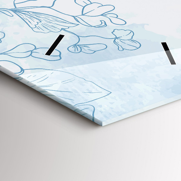 Modern vertical wall clock Sketch of plants