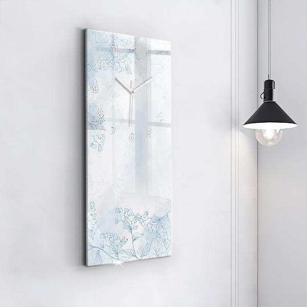 Modern vertical wall clock Sketch of plants