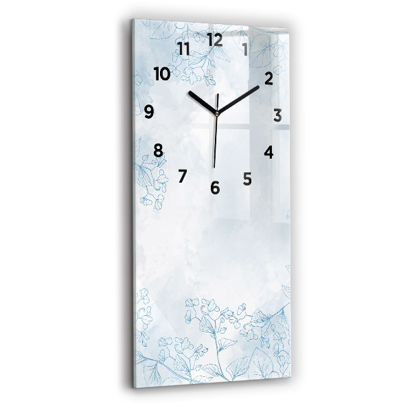 Modern vertical wall clock Sketch of plants