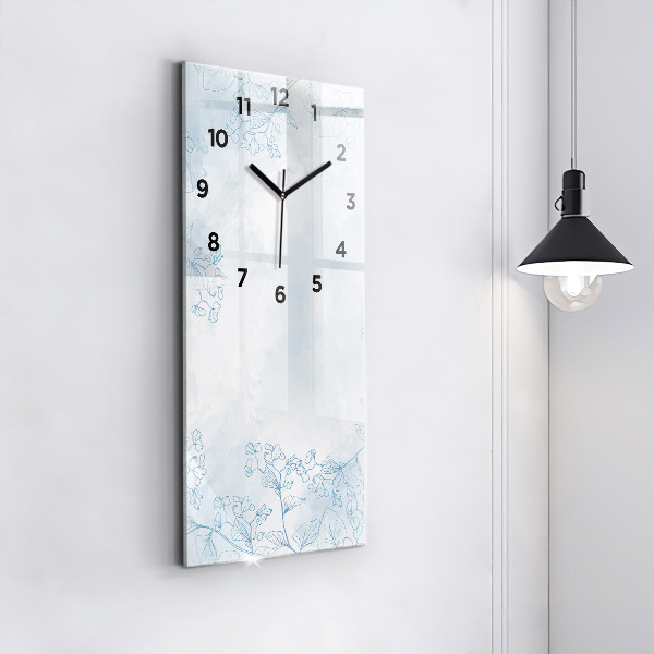 Modern vertical wall clock Sketch of plants