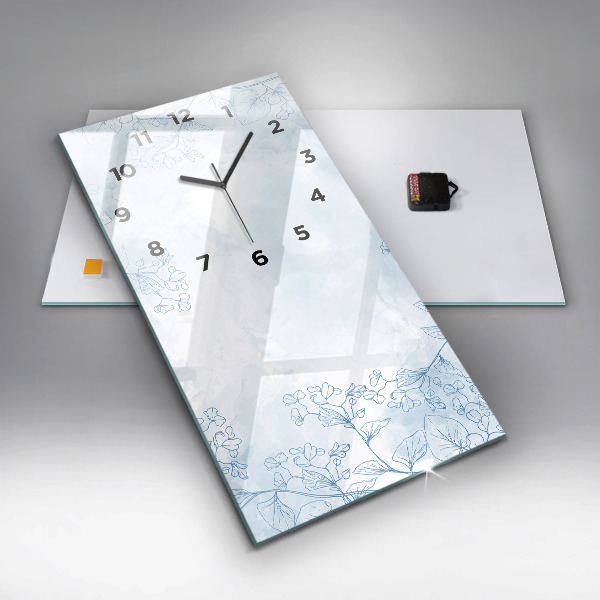 Modern vertical wall clock Sketch of plants