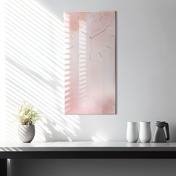 Modern vertical wall clock Pink marble