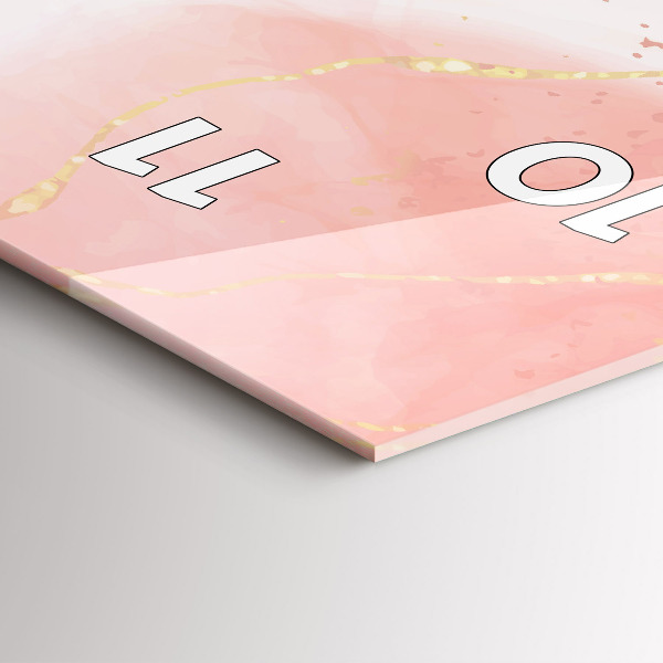 Modern vertical wall clock Pink marble