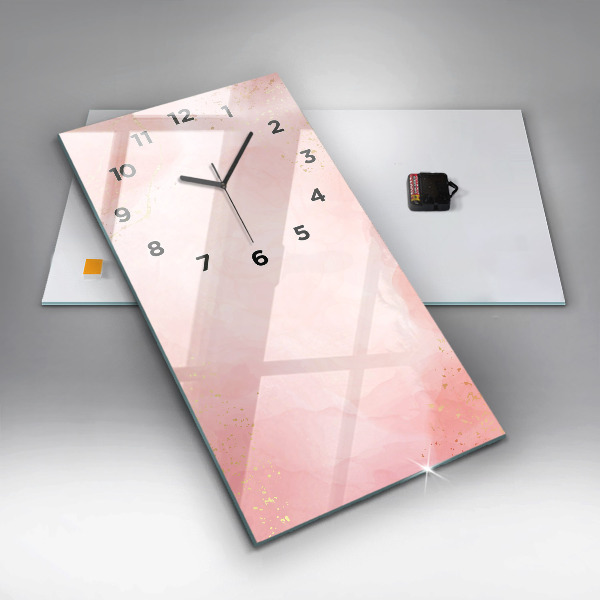 Modern vertical wall clock Pink marble