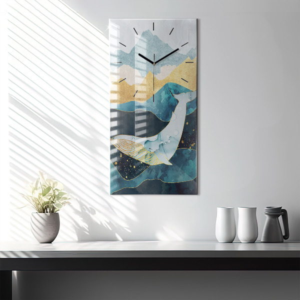 Modern vertical wall clock Abstract whale