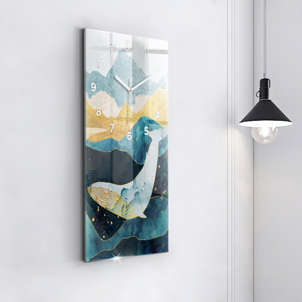 Modern vertical wall clock Abstract whale