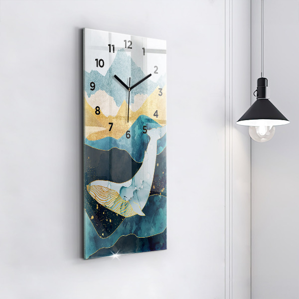 Modern vertical wall clock Abstract whale