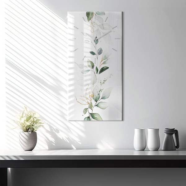 Modern vertical wall clock Abstraction leaves