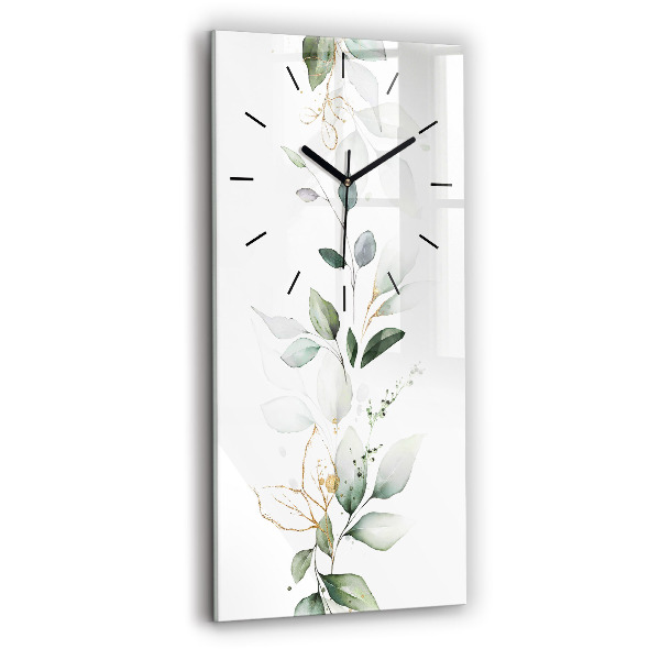 Modern vertical wall clock Abstraction leaves