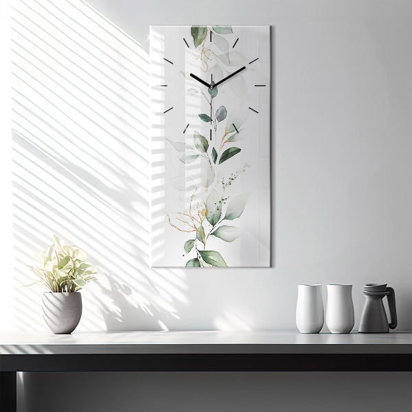 Modern vertical wall clock Abstraction leaves