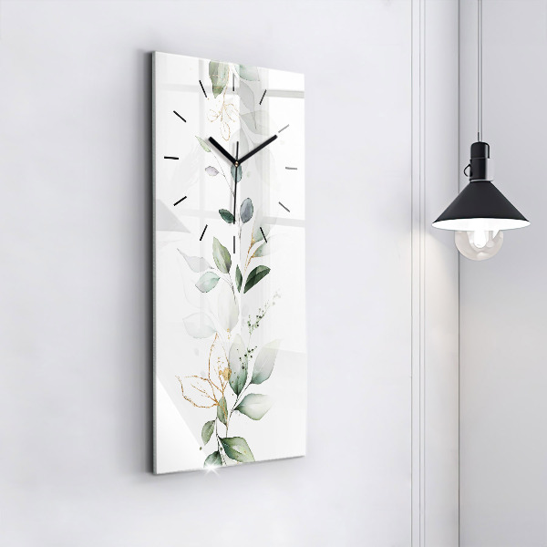 Modern vertical wall clock Abstraction leaves