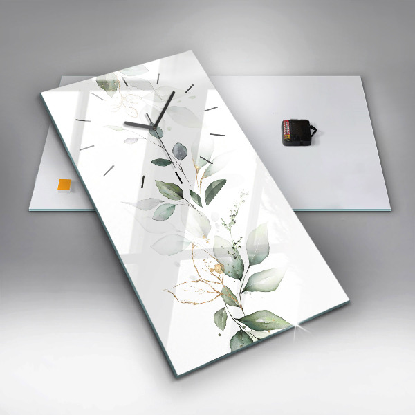 Modern vertical wall clock Abstraction leaves