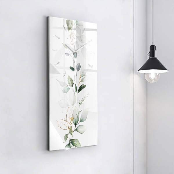 Modern vertical wall clock Abstraction leaves