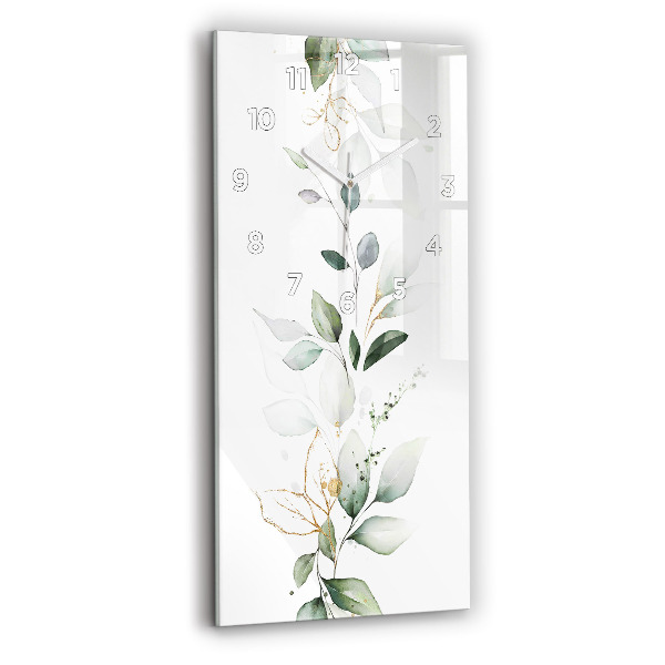 Modern vertical wall clock Abstraction leaves