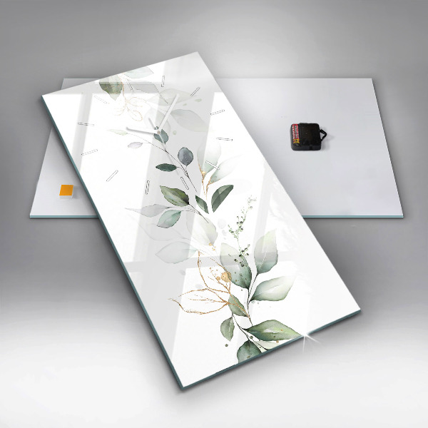 Modern vertical wall clock Abstraction leaves