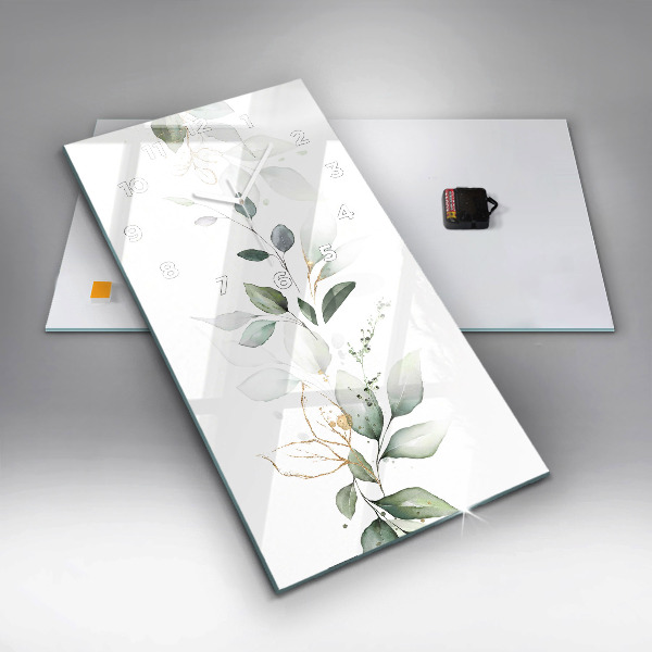 Modern vertical wall clock Abstraction leaves