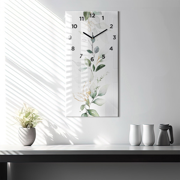 Modern vertical wall clock Abstraction leaves