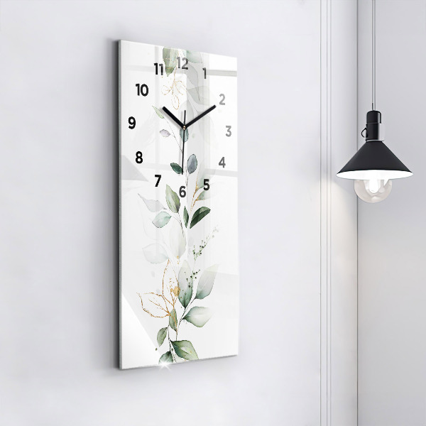 Modern vertical wall clock Abstraction leaves