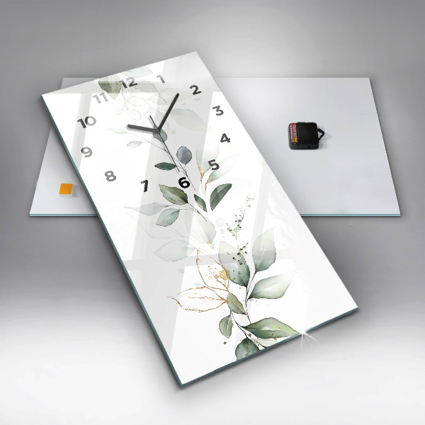 Modern vertical wall clock Abstraction leaves