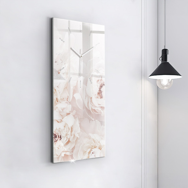 Modern vertical wall clock Peony flowers