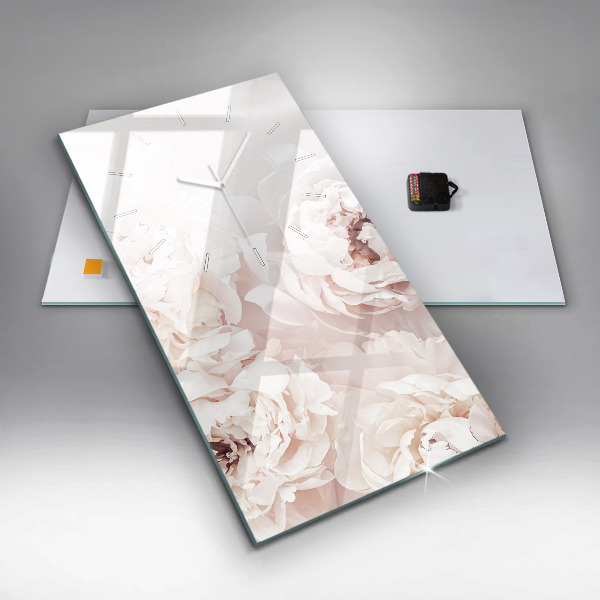 Modern vertical wall clock Peony flowers
