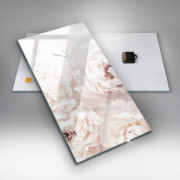 Modern vertical wall clock Peony flowers