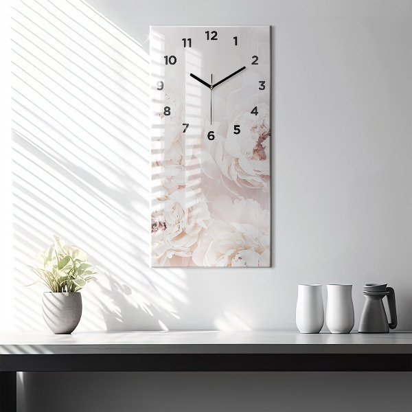 Modern vertical wall clock Peony flowers