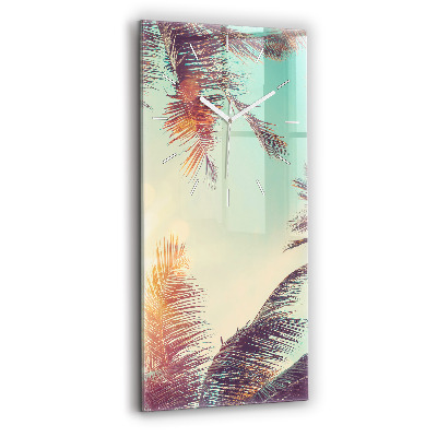 Modern vertical wall clock Tropical palm trees
