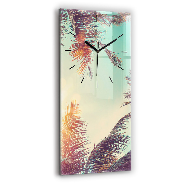 Modern vertical wall clock Tropical palm trees