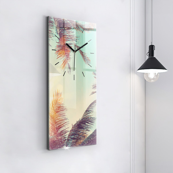 Modern vertical wall clock Tropical palm trees
