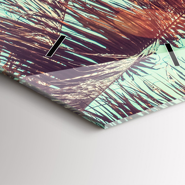 Modern vertical wall clock Tropical palm trees