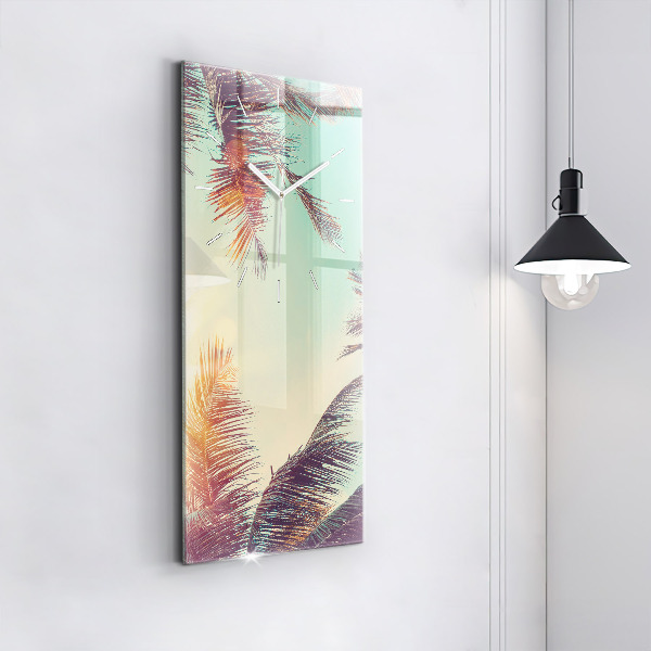 Modern vertical wall clock Tropical palm trees