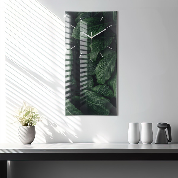 Modern vertical wall clock Tropical Monstera