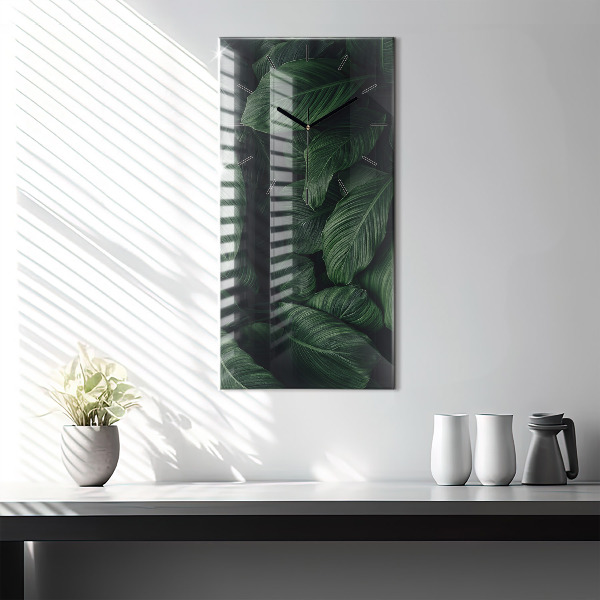 Modern vertical wall clock Tropical Monstera